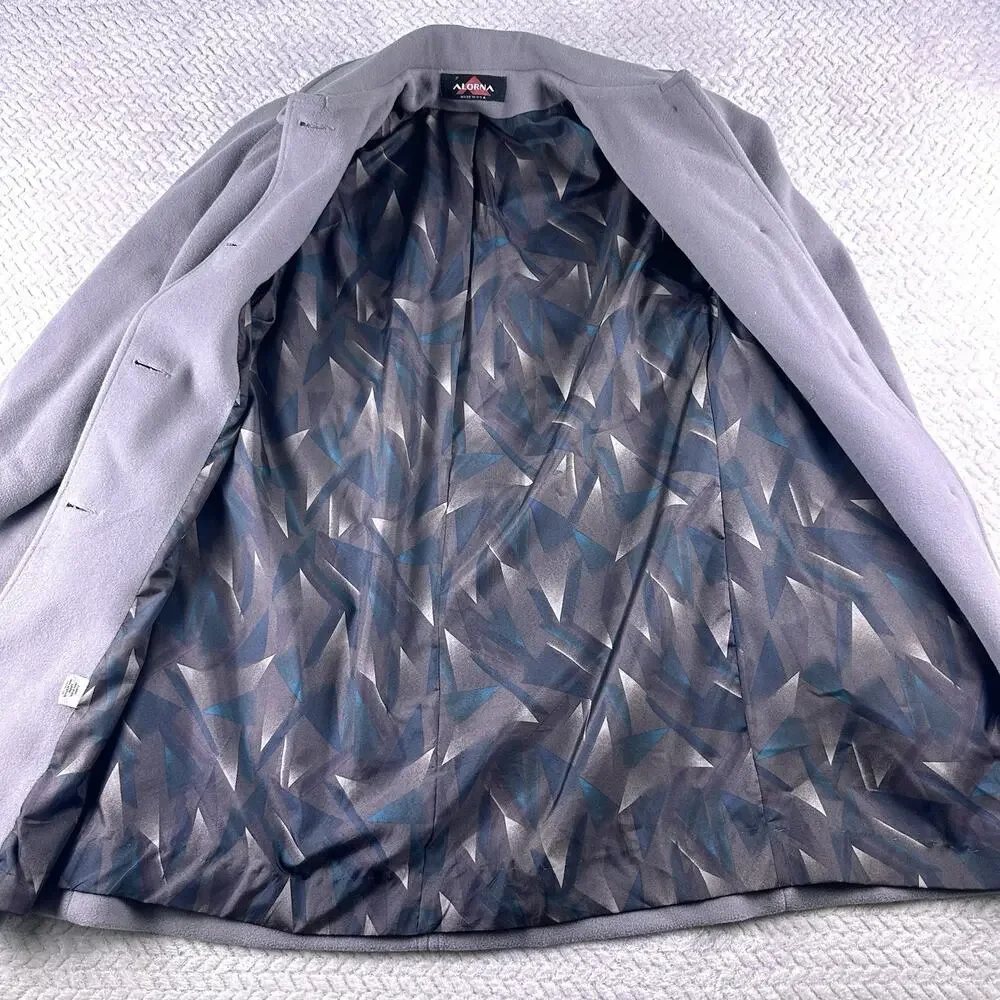 Vintage Alorna 100% Wool Coat Gray Fully Lined Size 10 Button Front &‎ Pockets